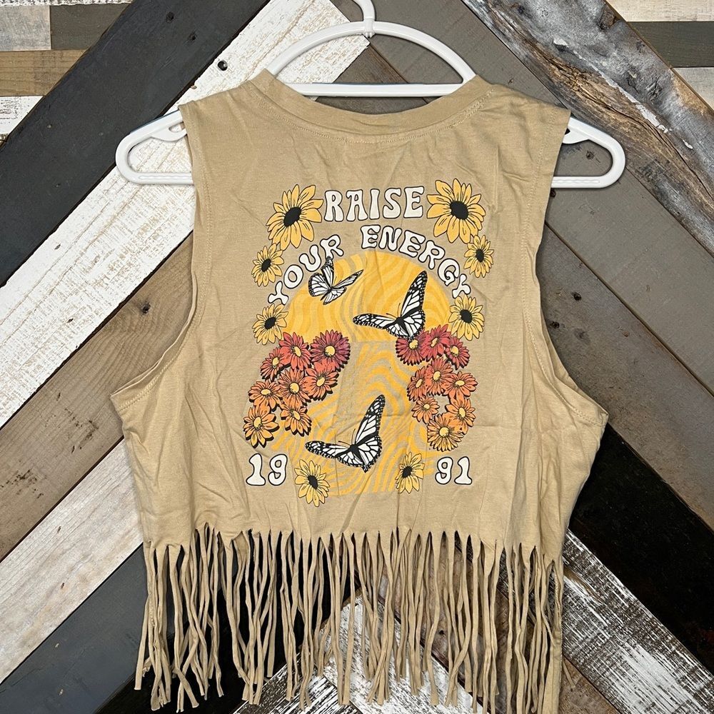 Fringed Tan Crop Top